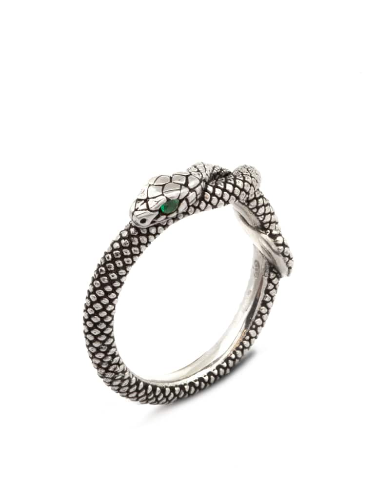NOVE25 Fedina serpente con occhi zirconia cubica verde - immagine 1 NOVE25 Fedina serpente con occhi zirconia cubica verde - immagine 1