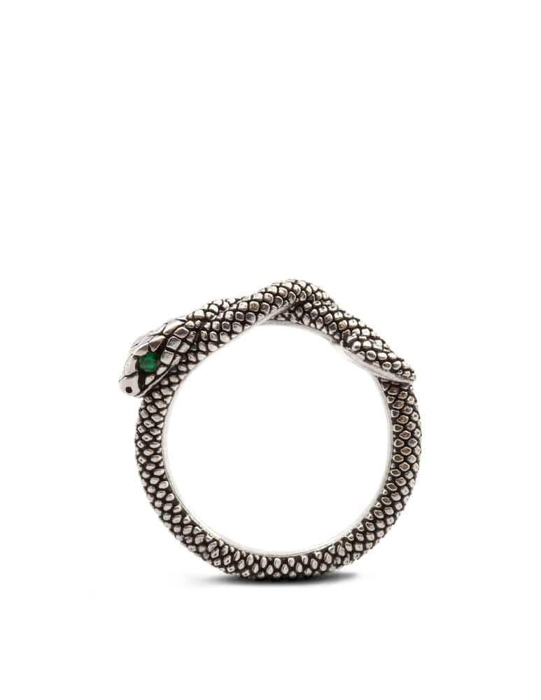 NOVE25 Fedina serpente con occhi zirconia cubica verde - immagine 2 NOVE25 Fedina serpente con occhi zirconia cubica verde - immagine 2