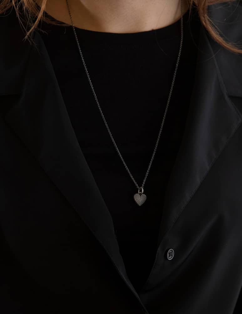 rinascente NOVE25 Polished burnished dotted heart charm - silver