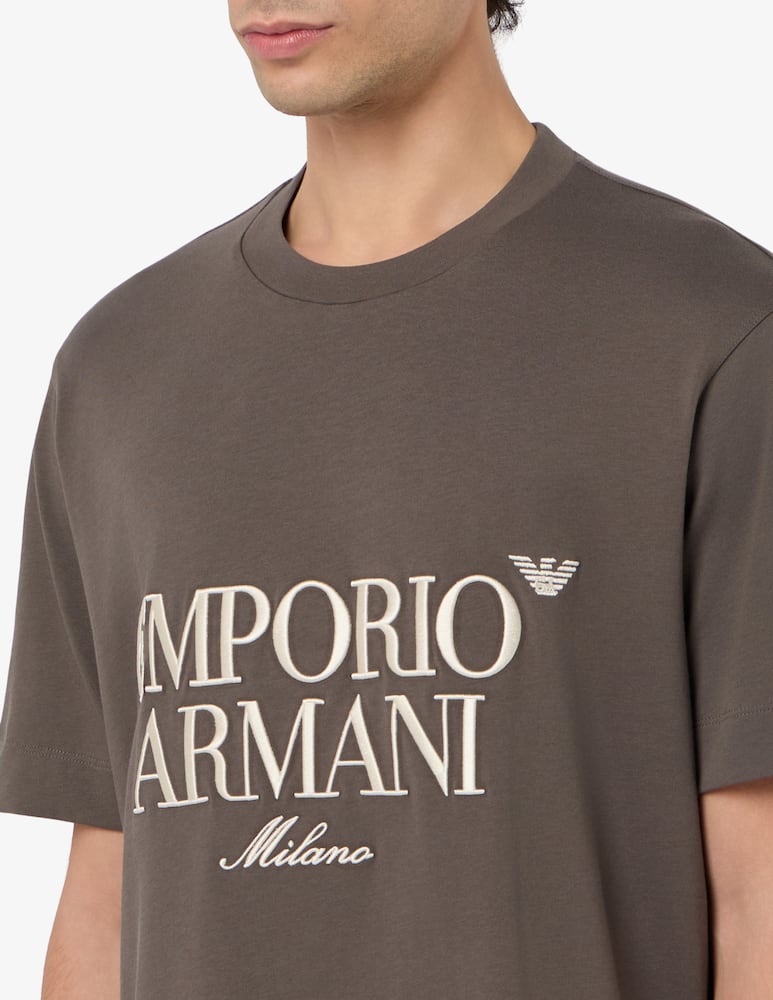 Emporio Armani T-shirt logo script embroidery - immagine 4