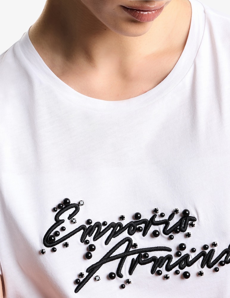 rinascente Emporio Armani T-shirt logo con perle