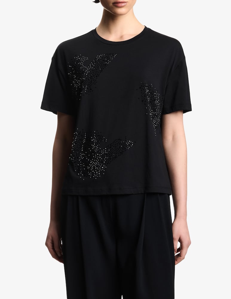 rinascente Emporio Armani T-shirt con logo in strass