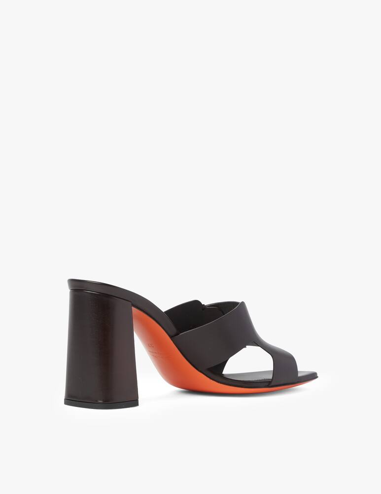 rinascente Santoni Leather heeled mules - black