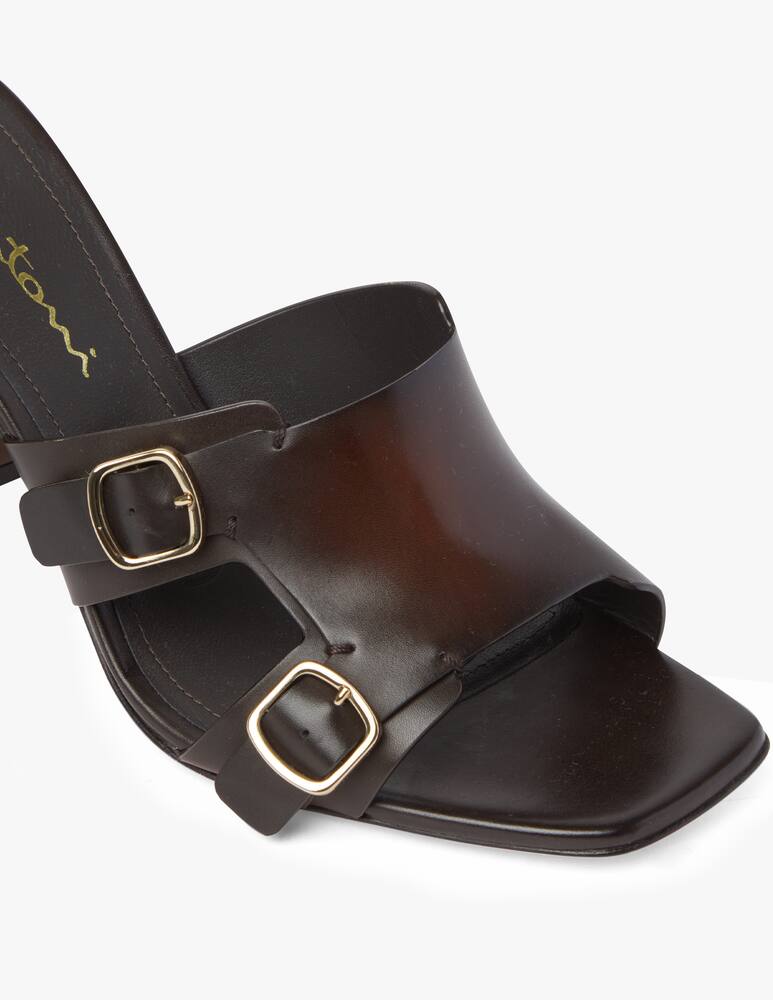 rinascente Santoni Leather heeled mules - black