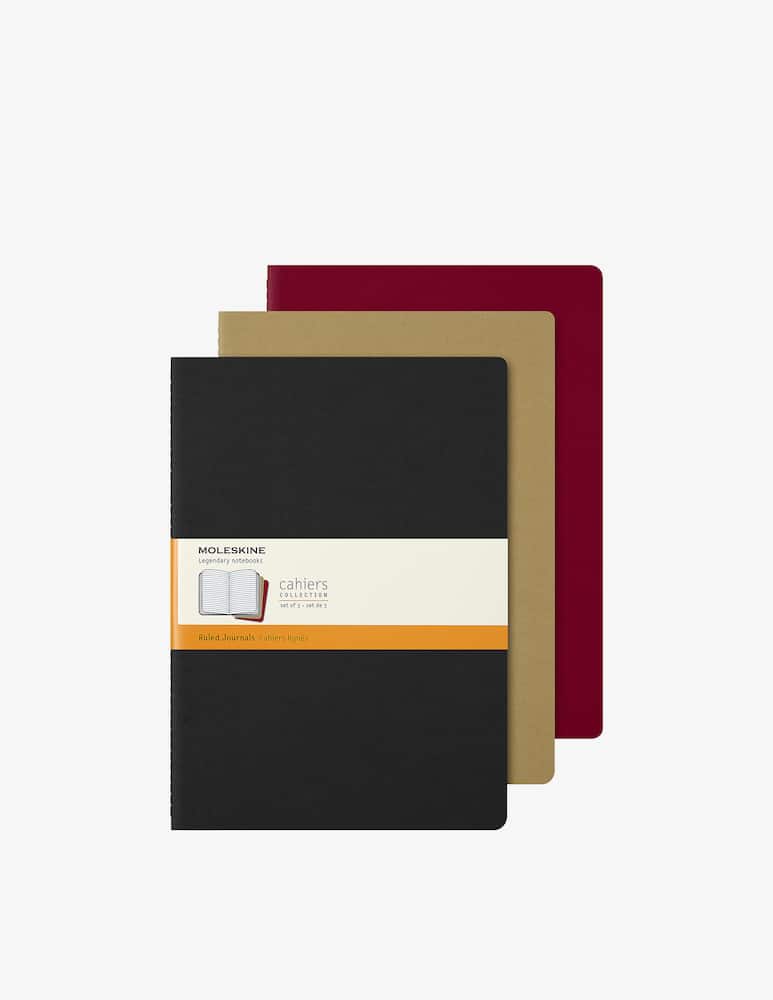 rinascente Moleskine Cahier Jnls A4 Rul Blk-Kr Brown-Cran Red