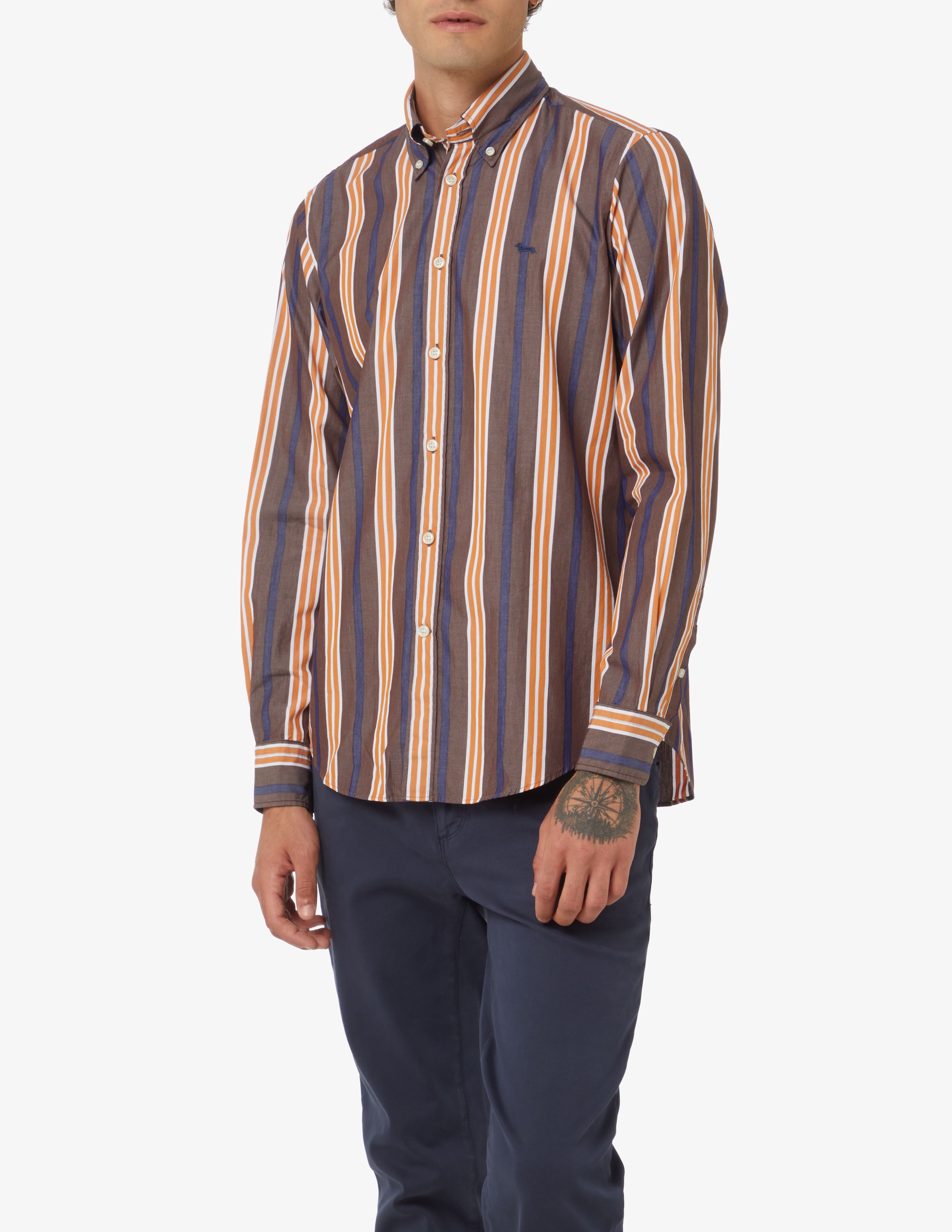 Acquista Harmont & Blaine Camicia di cotone a righe Marrone su Rinascente