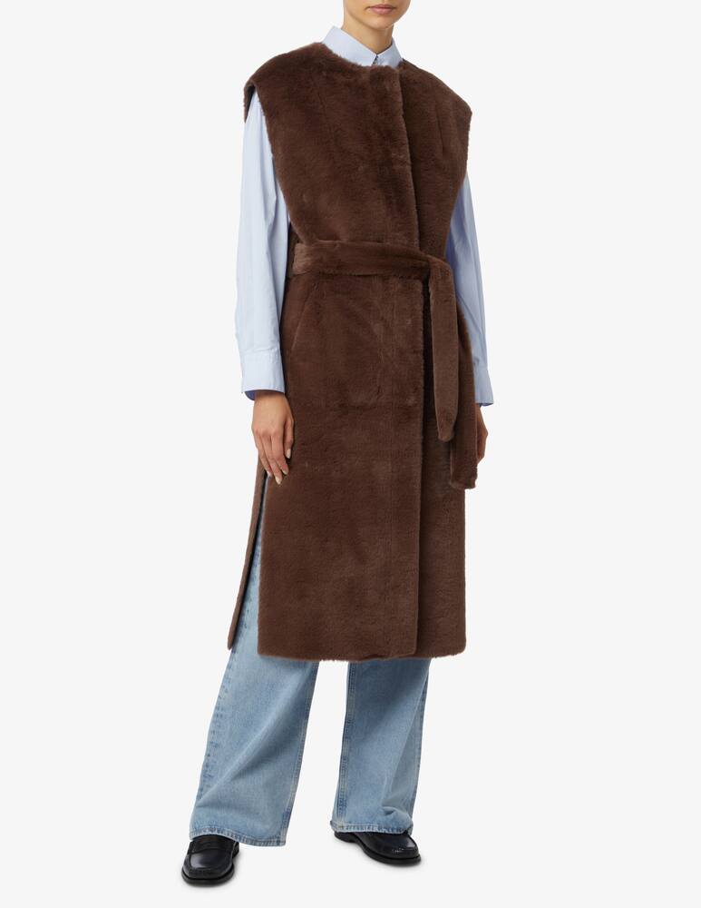 rinascente TELA Cappotto smanicato in pelliccia sintetica - Marrone