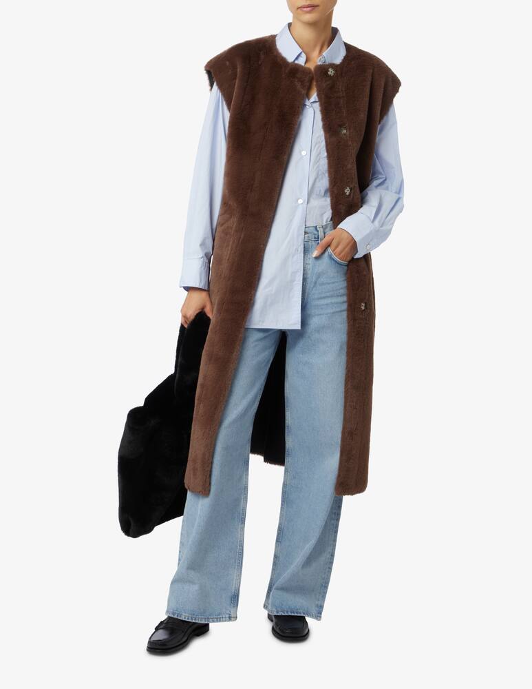 rinascente TELA Cappotto smanicato in pelliccia sintetica - Marrone