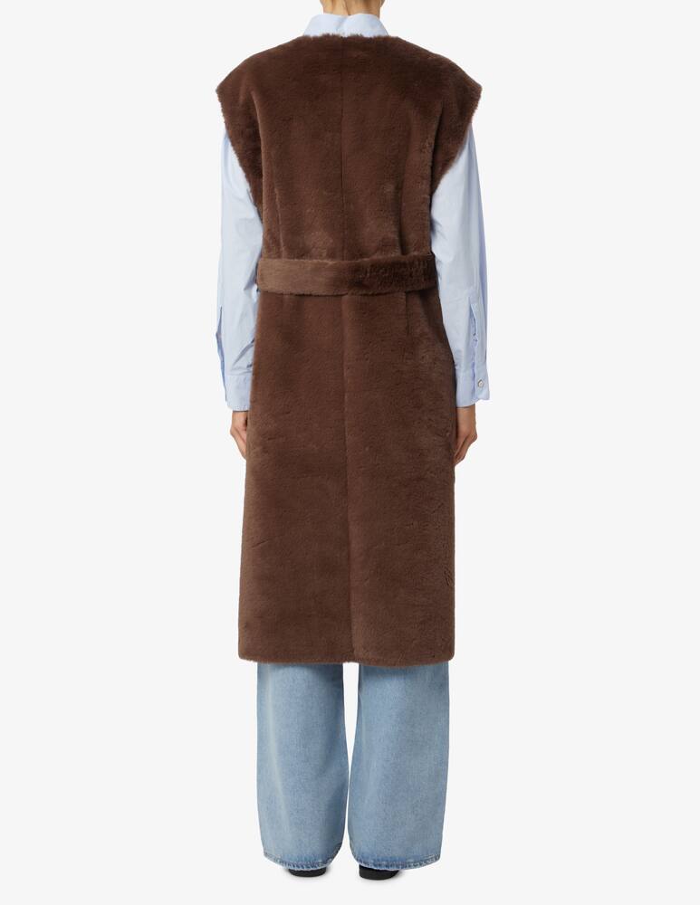 rinascente TELA Cappotto smanicato in pelliccia sintetica - Marrone