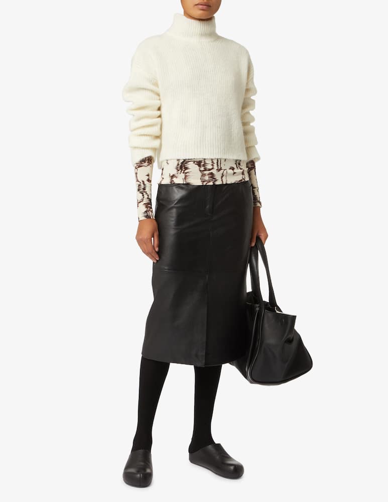 rinascente TELA Mohair blend boxy sweater with high collar - White