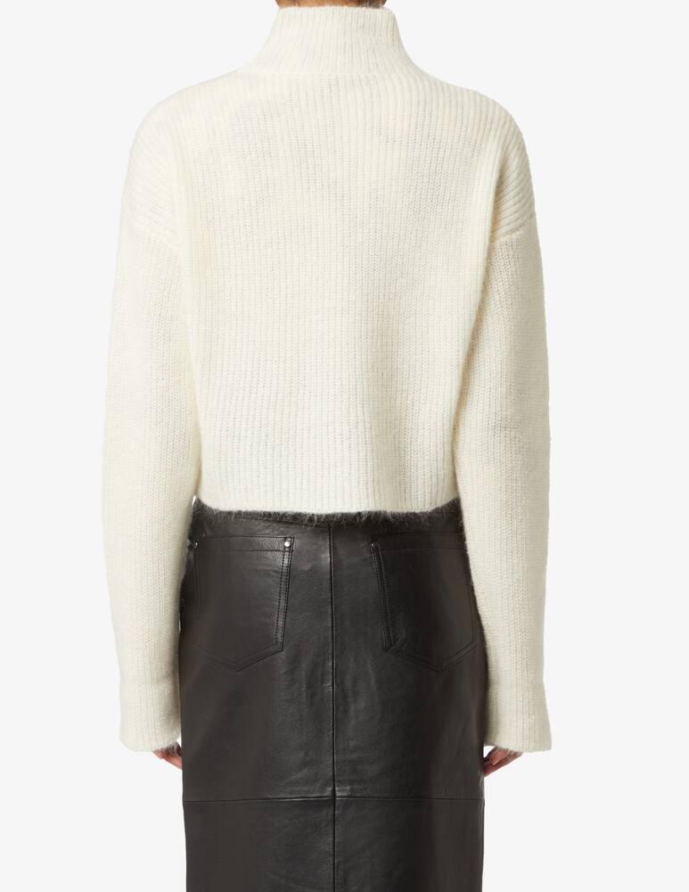 rinascente TELA Mohair blend boxy sweater with high collar - White