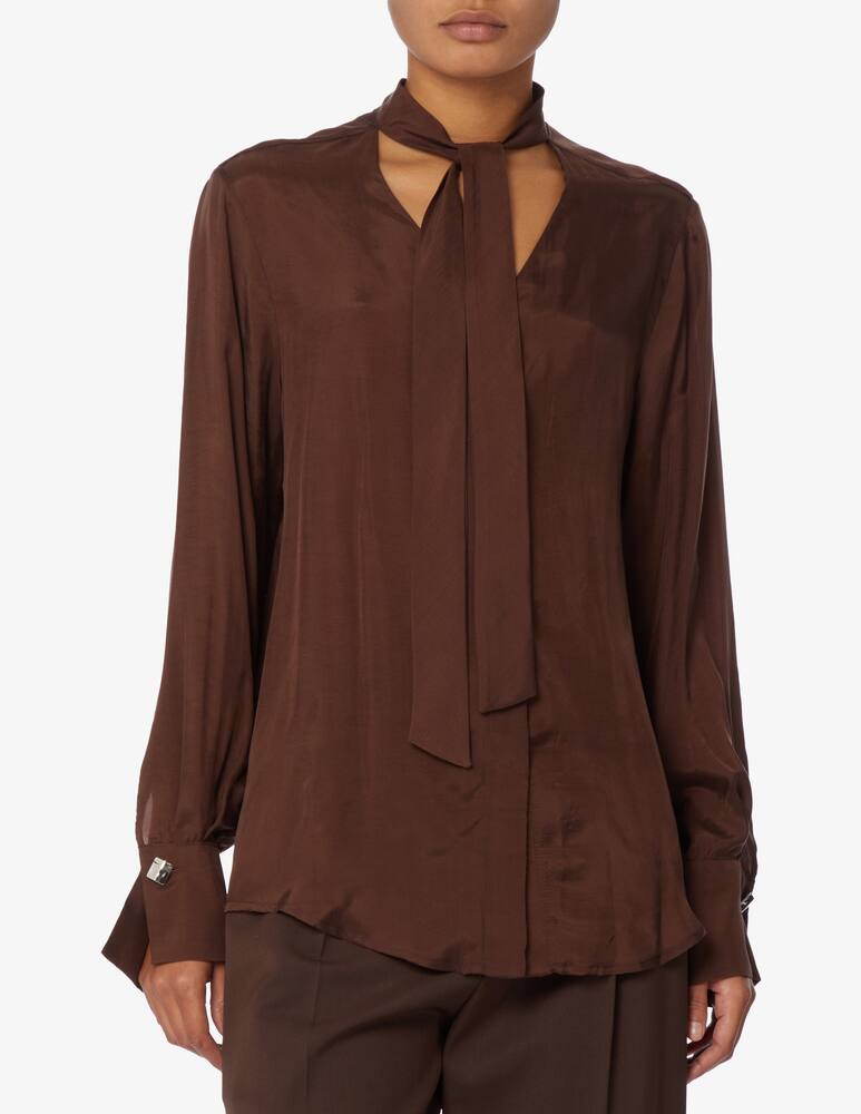 rinascente TELA Camicia manica lunga con cravattina - Marrone