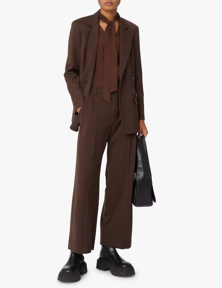 rinascente TELA Double-breasted jacket in technical wool - Brown