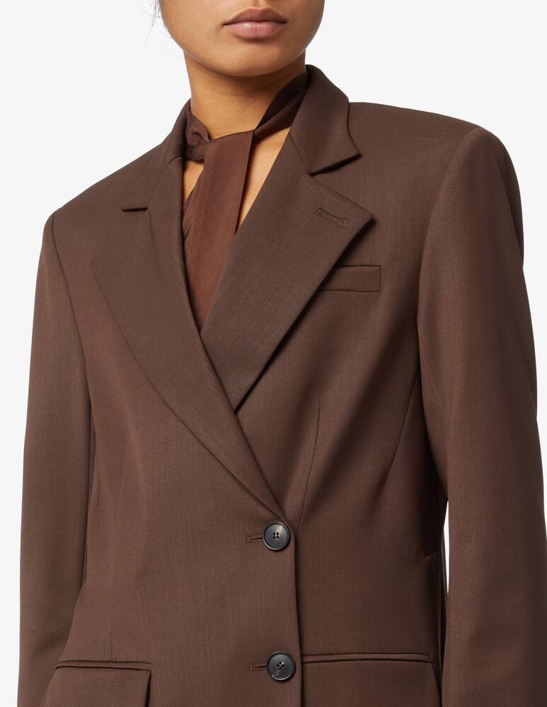 rinascente TELA Double-breasted jacket in technical wool - Brown