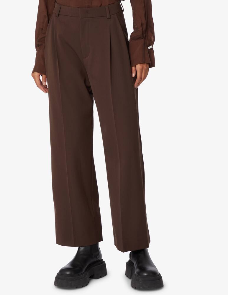 rinascente TELA Pantalone gamba larga in lana tecnica - Marrone