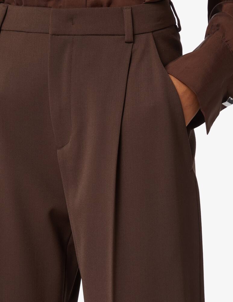 rinascente TELA Pantalone gamba larga in lana tecnica - Marrone