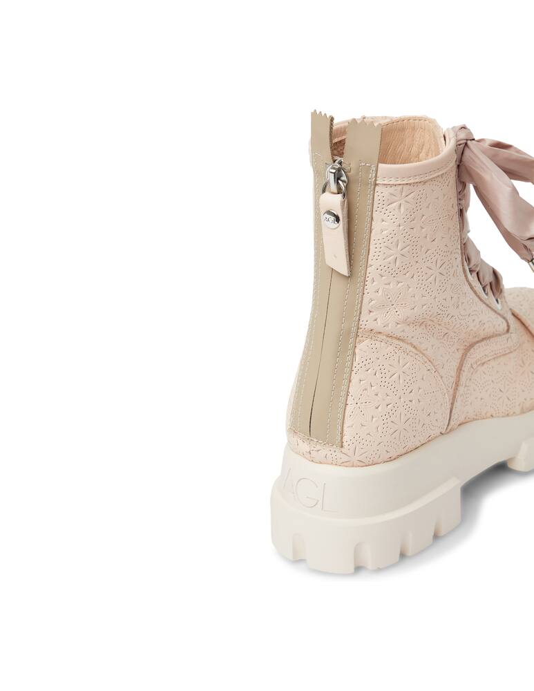 rinascente AGL Perforated leather combat boots - pink