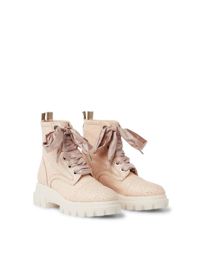 rinascente AGL Perforated leather combat boots - pink