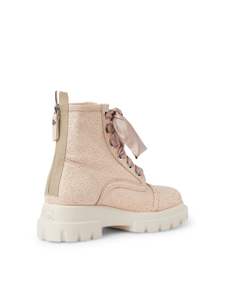 rinascente AGL Perforated leather combat boots - pink