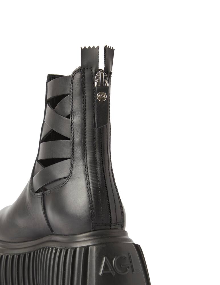 rinascente AGL Anfibi in pelle con dettagli aperture laterali - nero