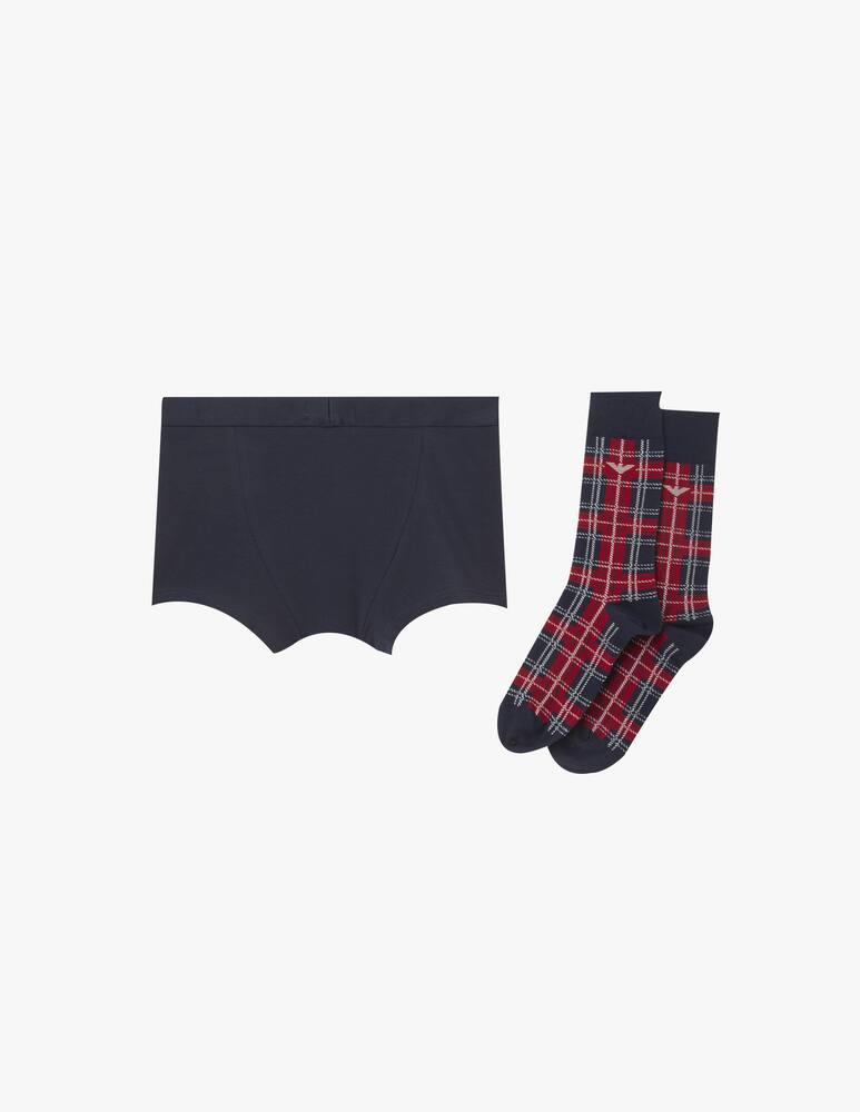 rinascente Armani Trunk + socks tartan mix gift set