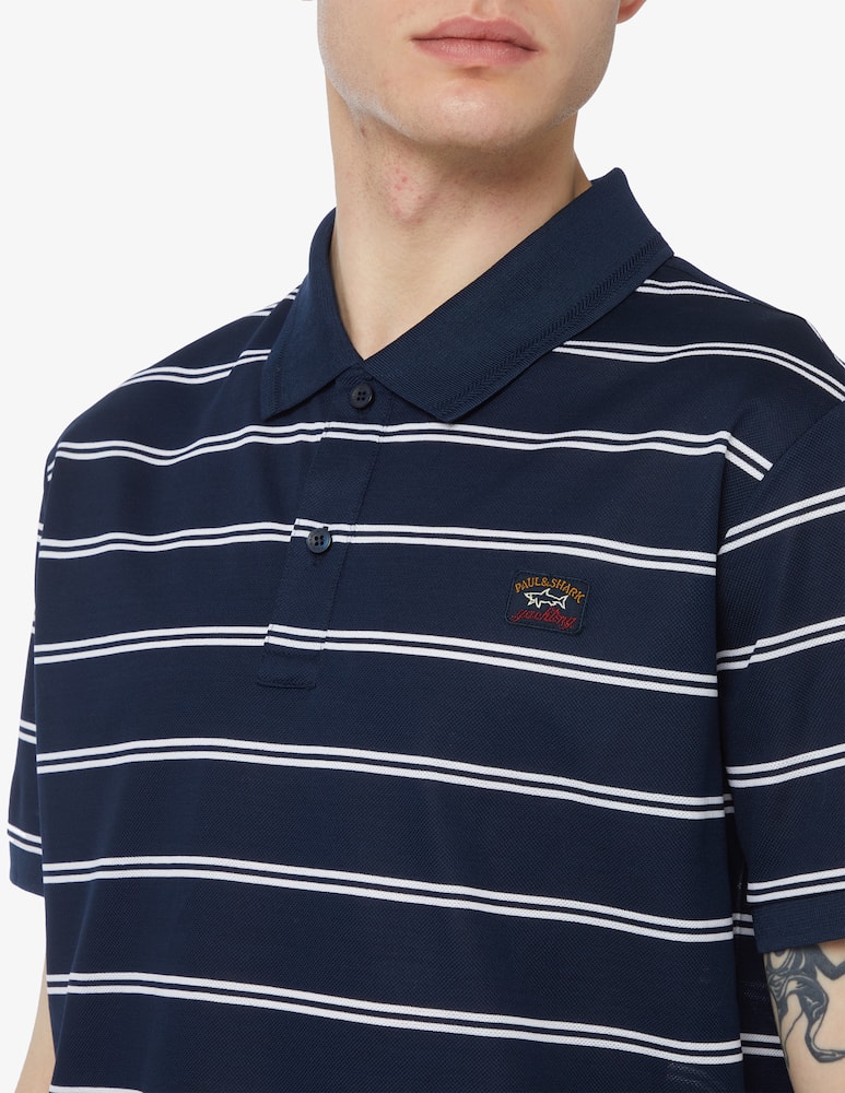 rinascente Paul & Shark Double stripe short sleeve piquet polo 