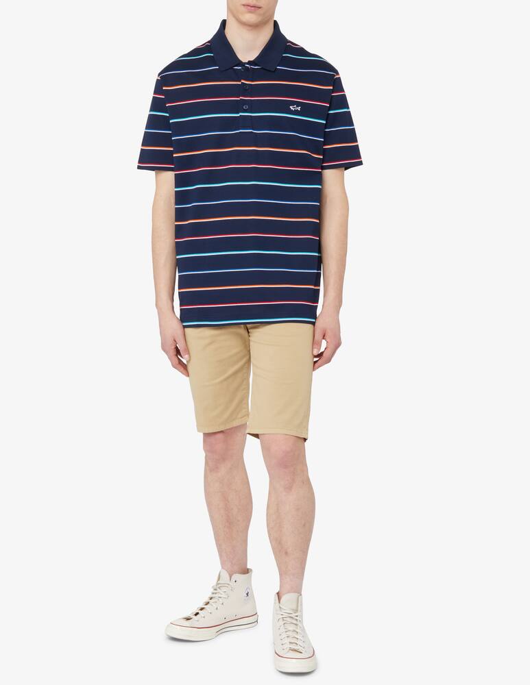 rinascente Paul & Shark Multi stripe short sleeve piquet polo 