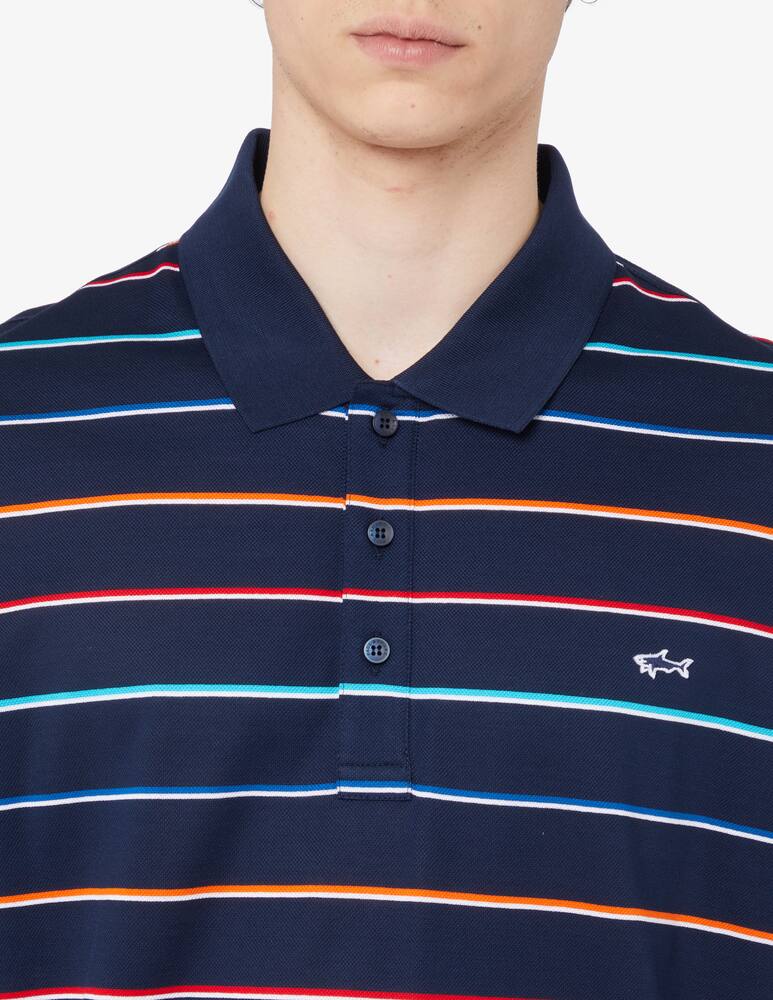 rinascente Paul & Shark Multi stripe short sleeve piquet polo 
