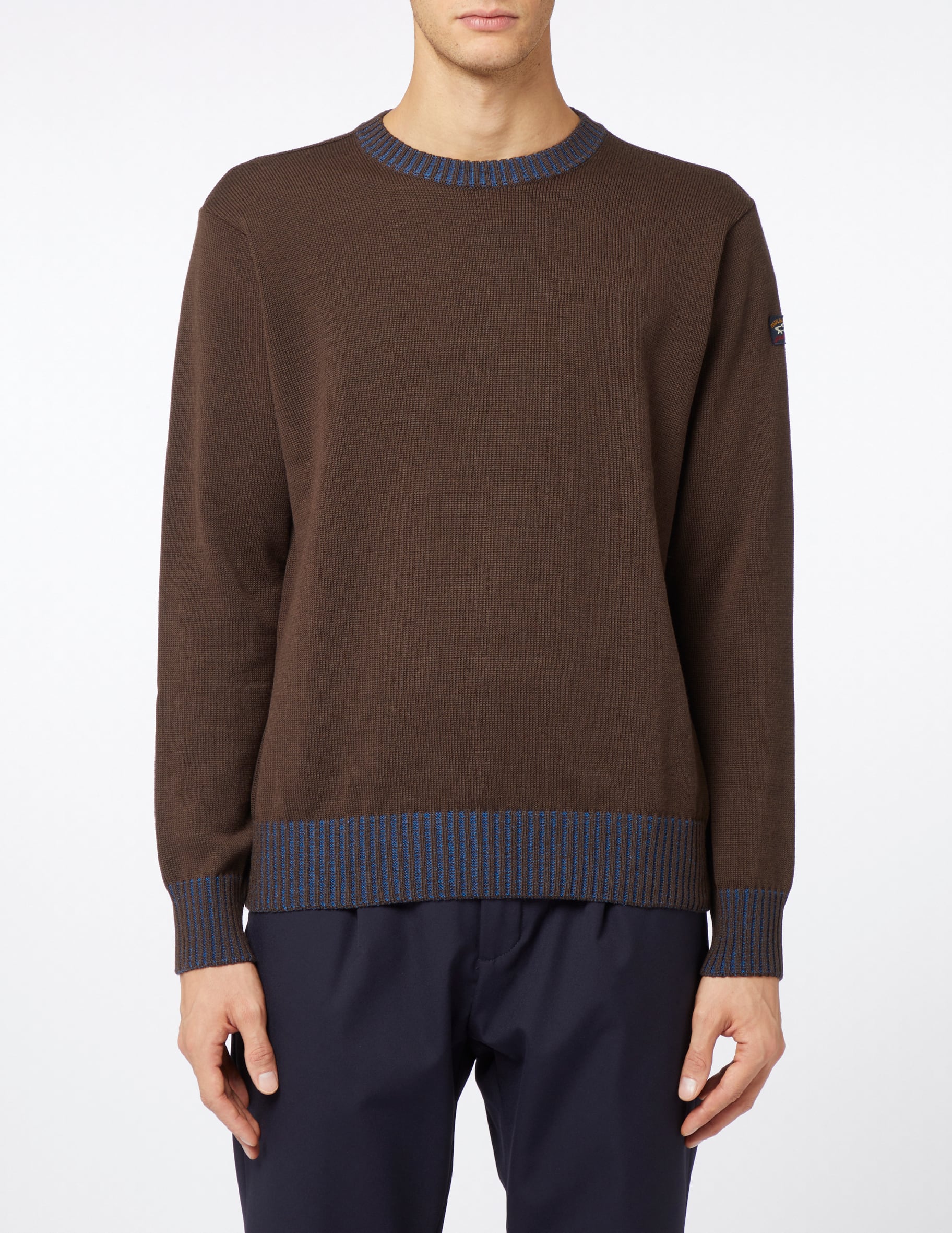 Shop Paul & Shark Bicolor profile crewneck jumper on Rinascente
