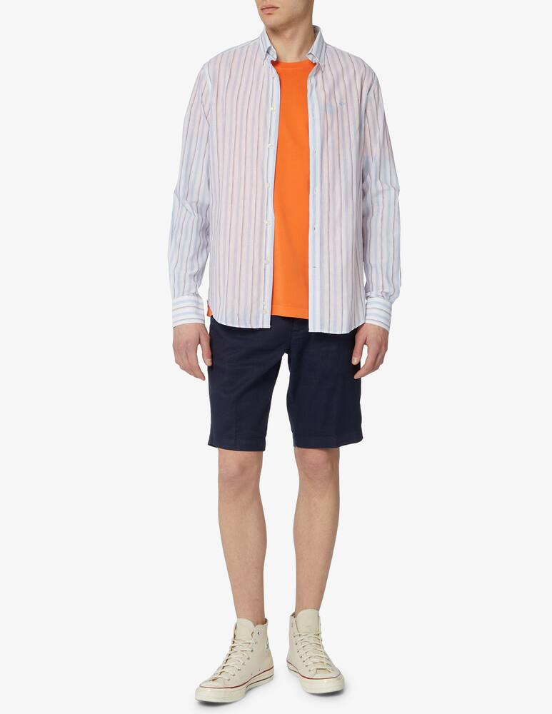rinascente Paul & Shark Linen and cotton small stripes shirt 