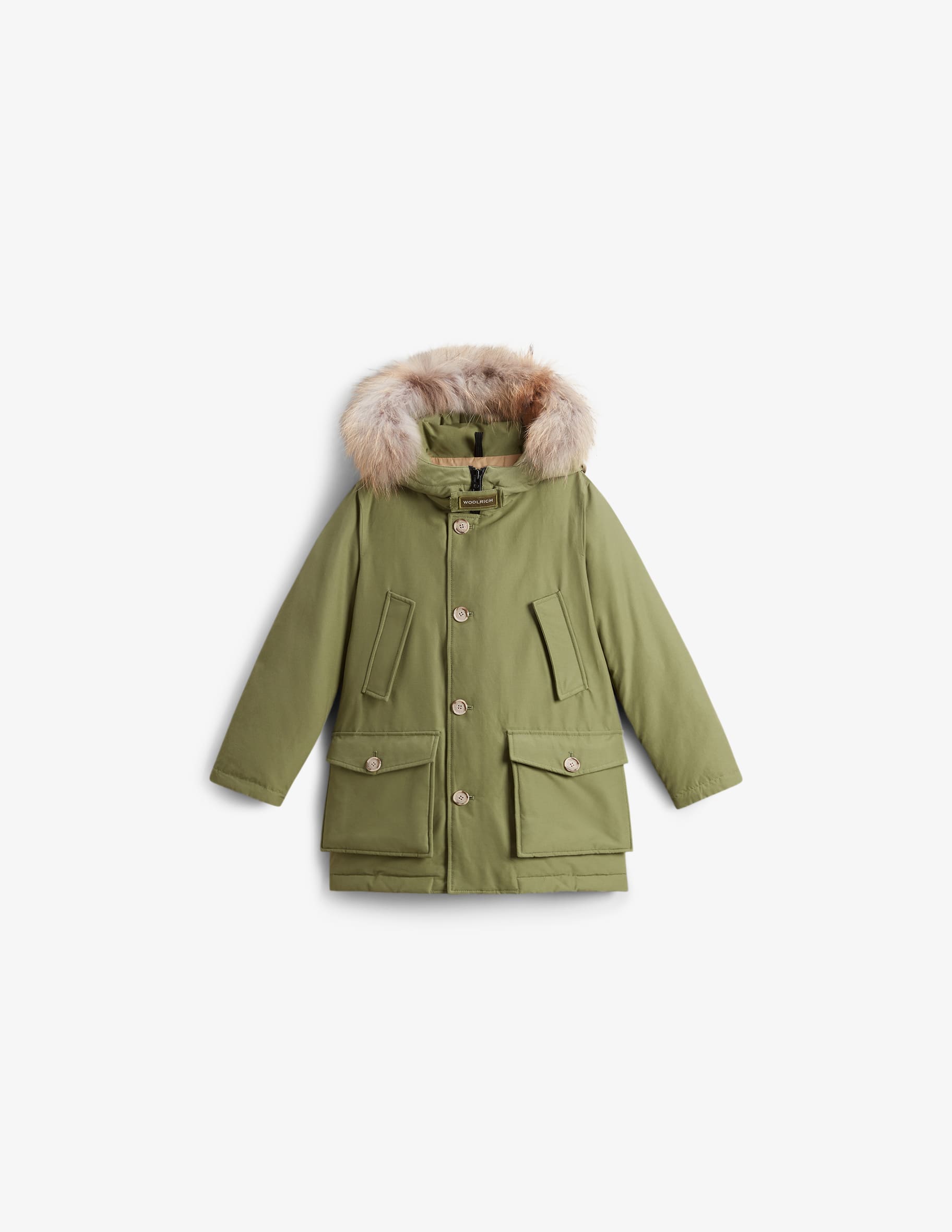 Woolrich Parka verde con cappuccio e pelliccia da bambina WKCPS2050 main image 1