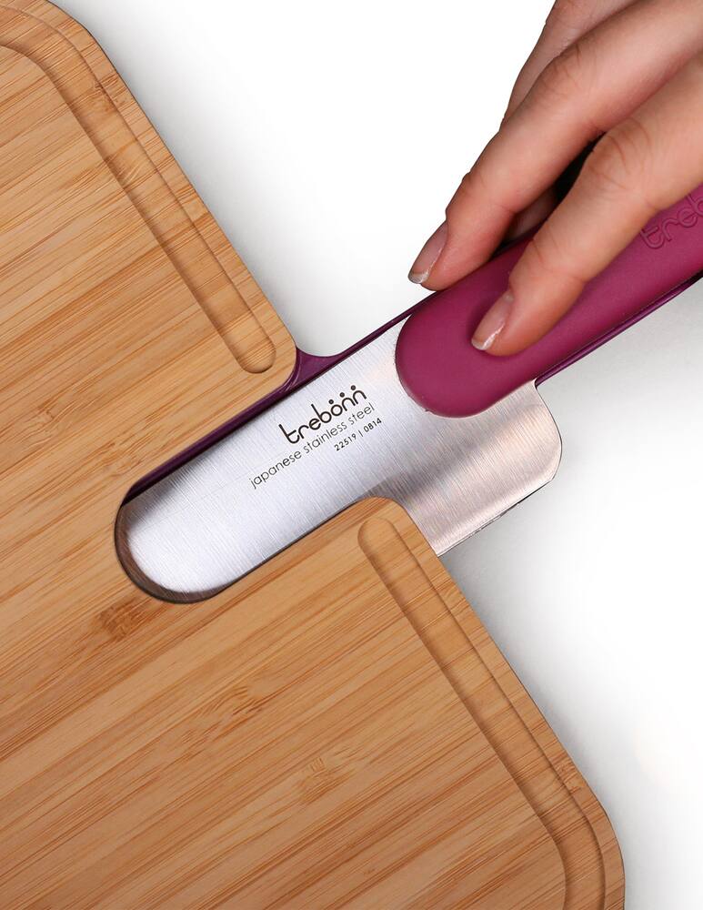 rinascente Trebonn Artù Tagliere In Bambù Con Coltello Chef - Viola