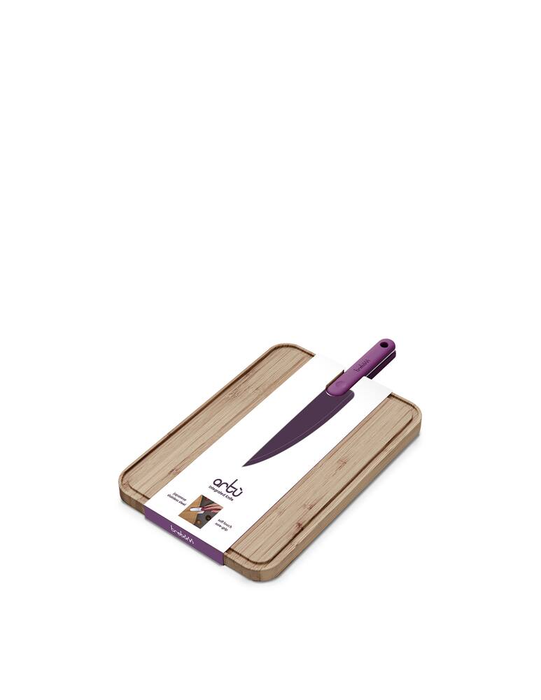 rinascente Trebonn Artù Tagliere In Bambù Con Coltello Chef - Viola