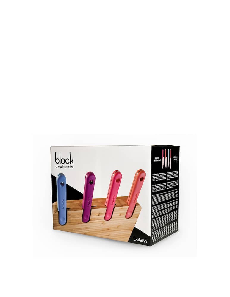 rinascente Trebonn Block With Four Japanese Knives And Bamboo Cutting Board - Grey