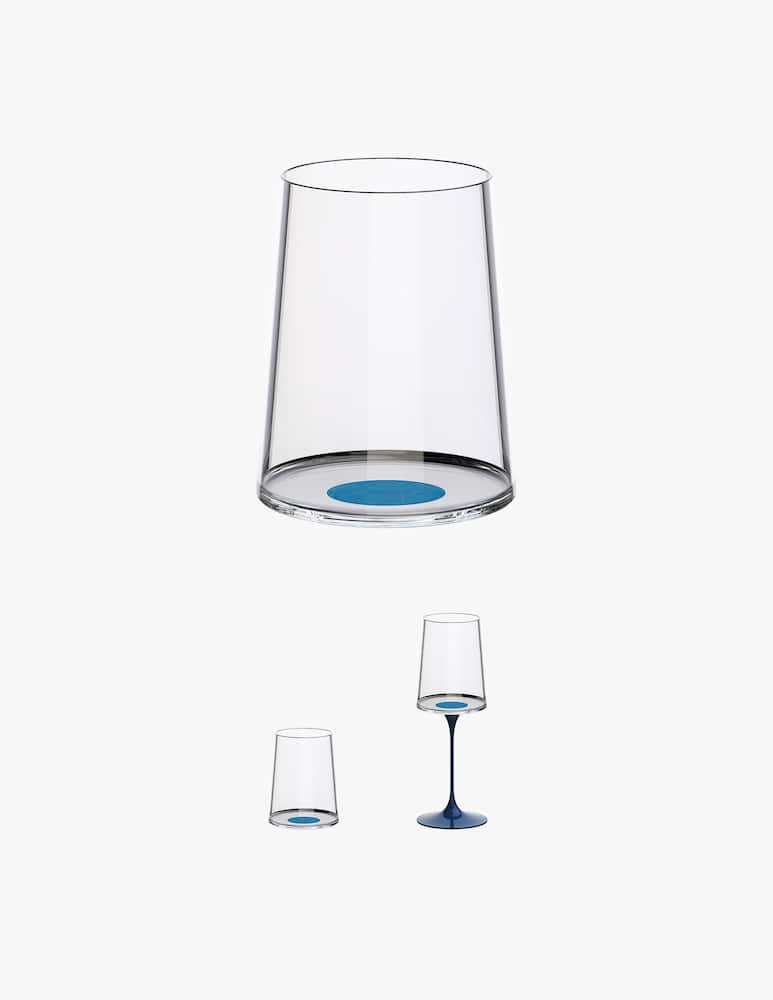 Trebonn Bicchiere in vetro spaccato 28Cl blu senza Stelo Set 2 Pz - immagine 1 Trebonn Bicchiere in vetro spaccato 28Cl blu senza Stelo Set 2 Pz - immagine 1