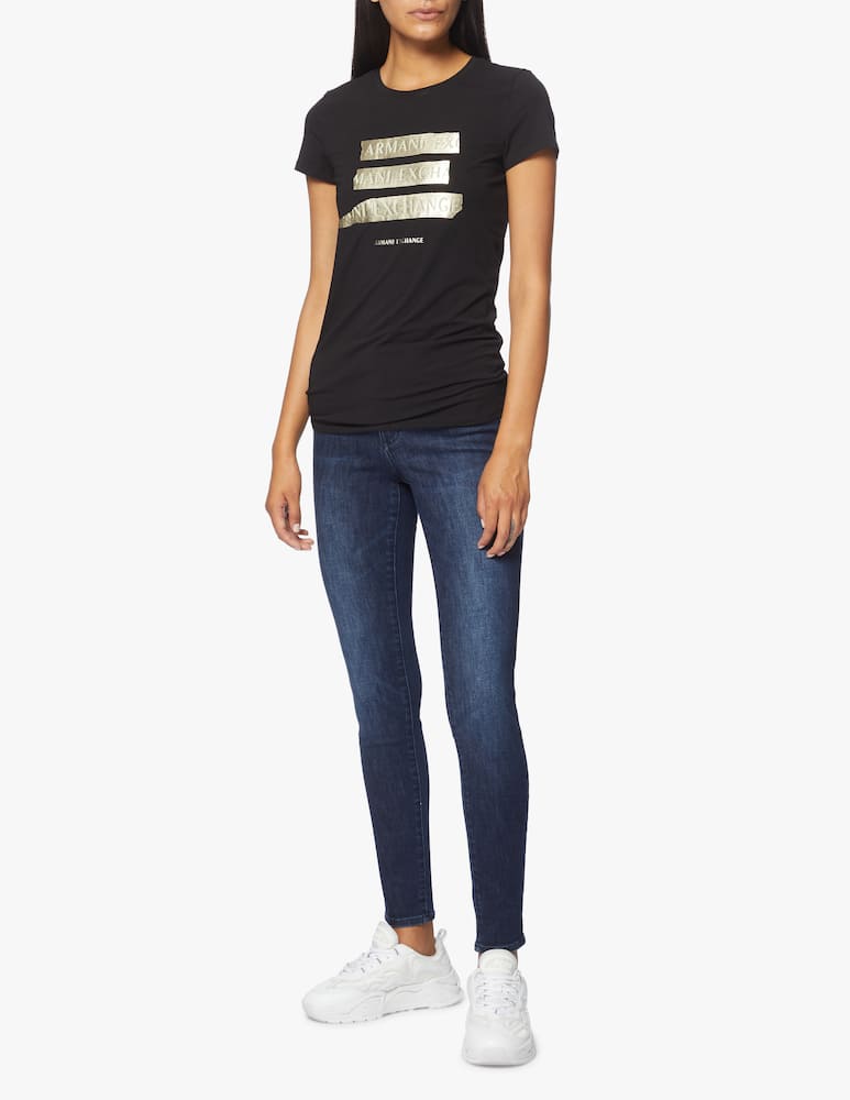 rinascente Armani Exchange T-shirt in misto cotone con fascia d'oro
