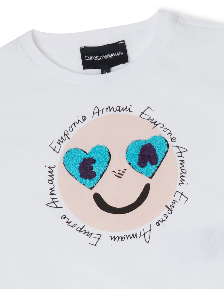 rinascente Emporio Armani T-shirt in cotone con smile e patch logo