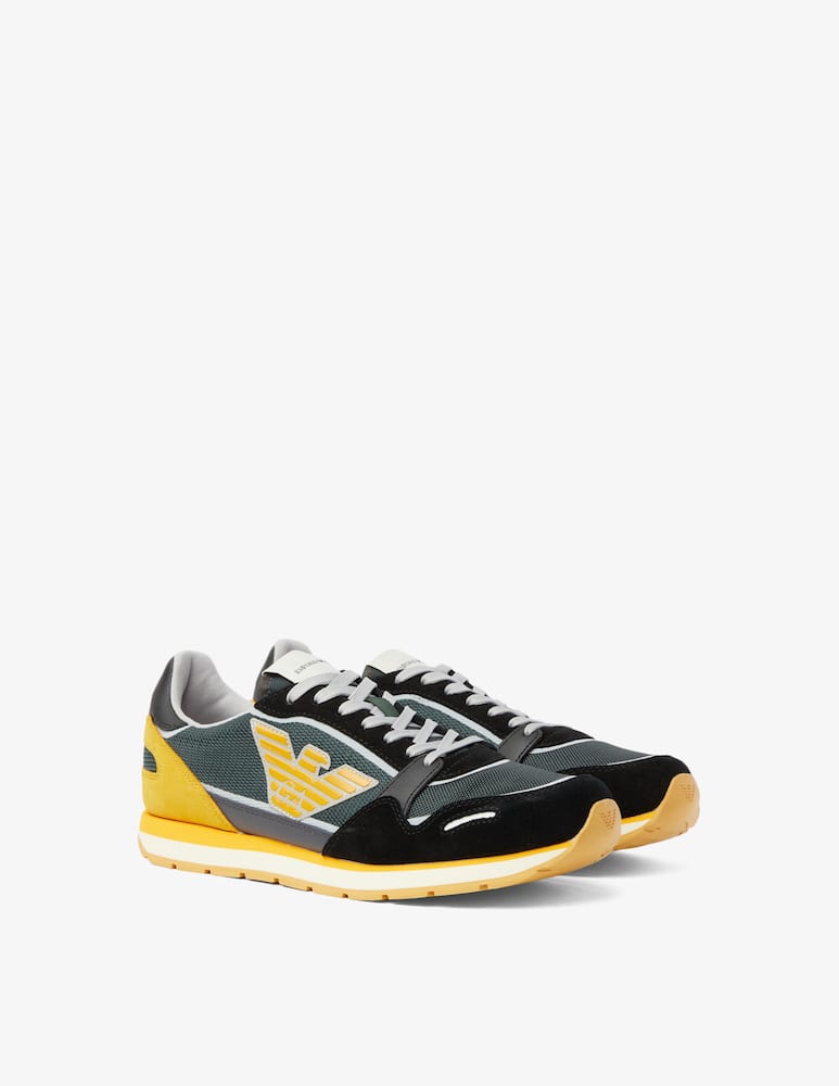 rinascente Emporio Armani Running suede mesh sneakers 