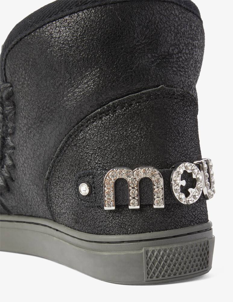 rinascente Mou Eskimo leather boots logo stones - Black