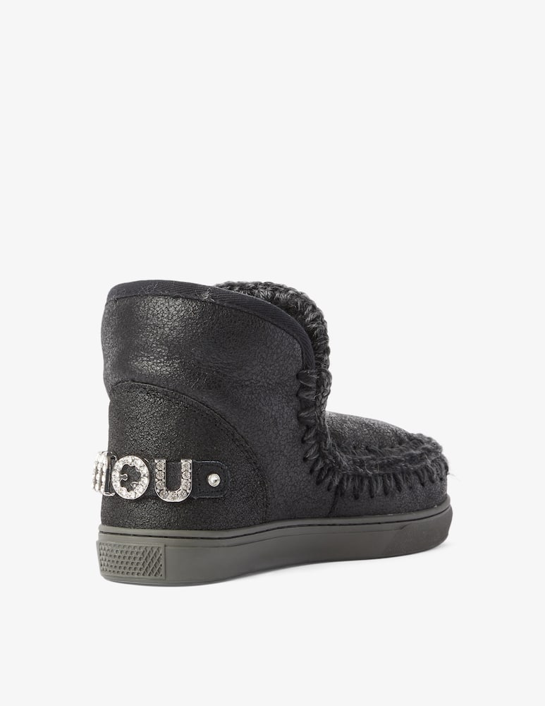 rinascente Mou Eskimo leather boots logo stones - Black