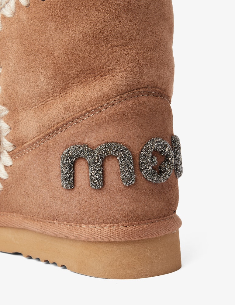 rinascente Mou Eskimo18 suede boots logo glitter - Brown