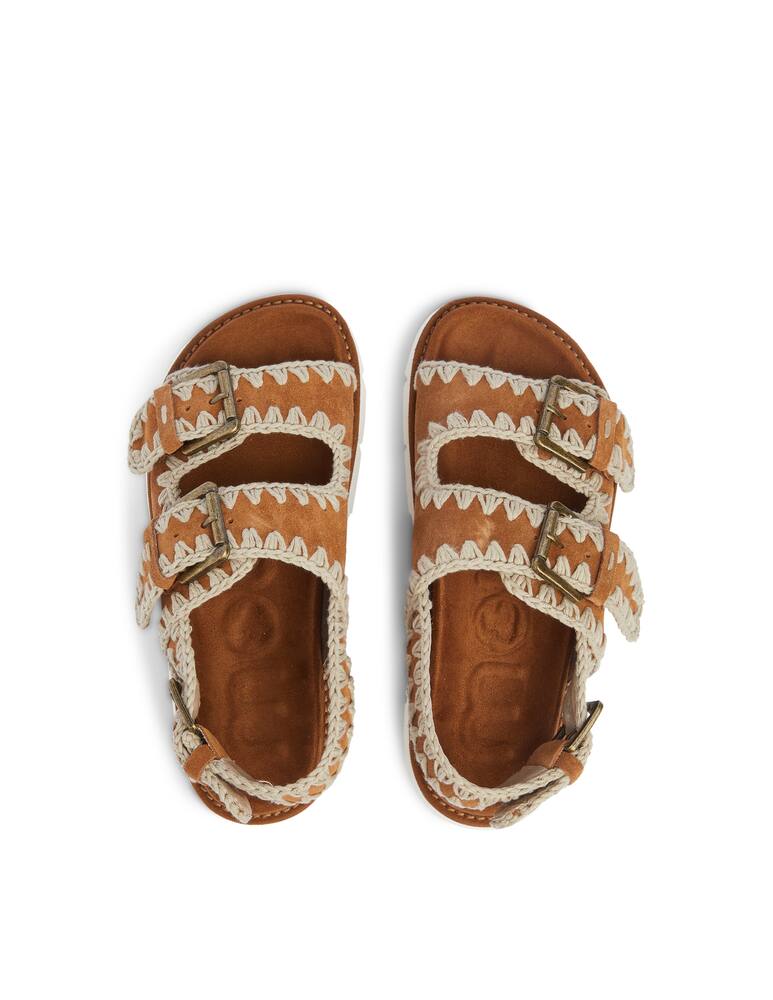 rinascente Mou Sandali in pelle con zeppa - marrone