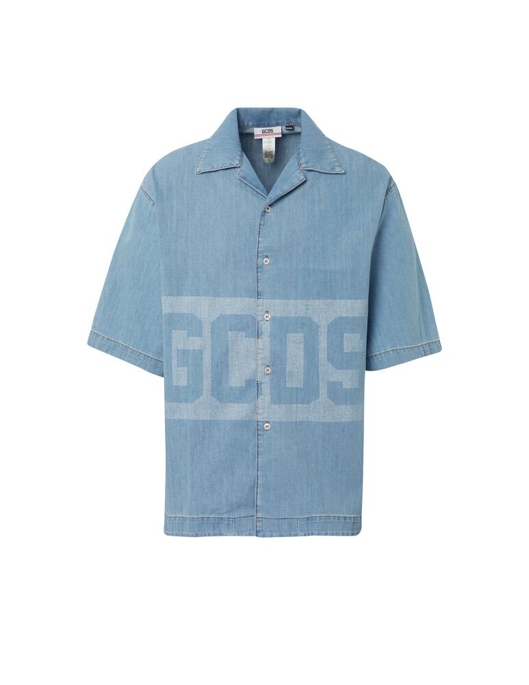 rinascente GCDS Camicia bowling in denim con logo - azzurro