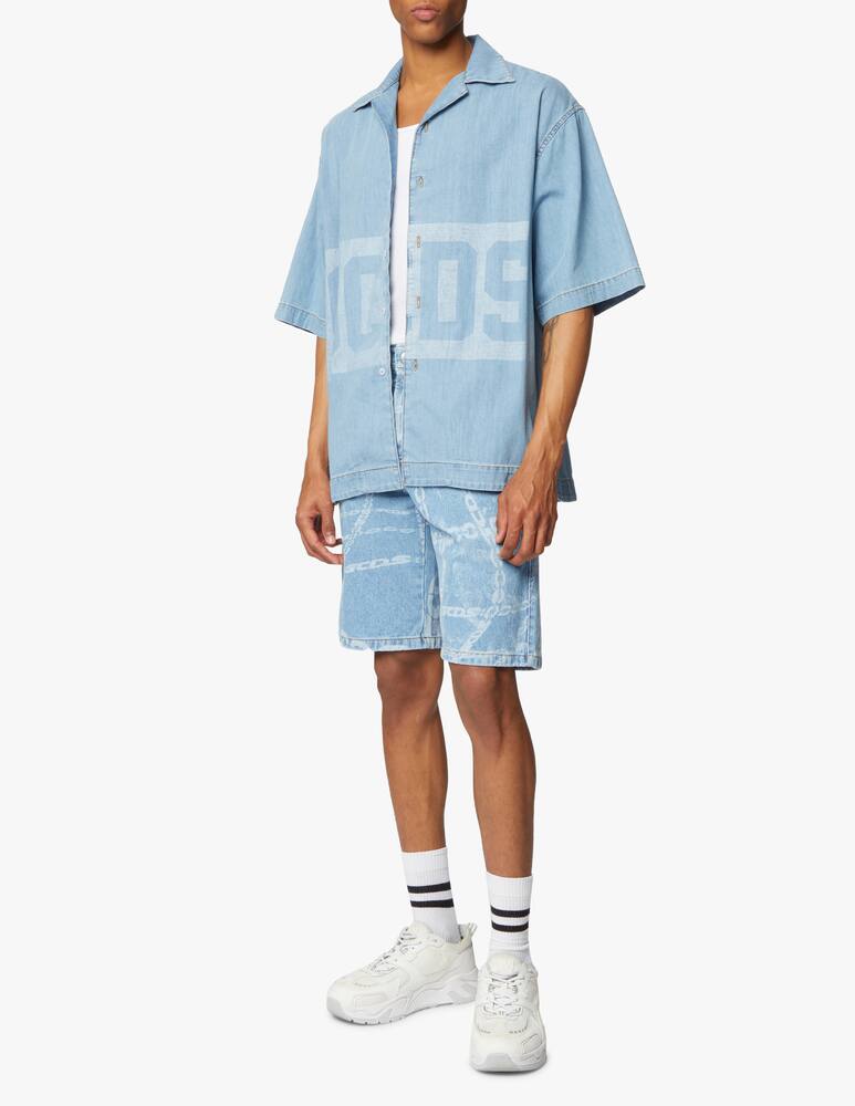 rinascente GCDS Camicia bowling in denim con logo - azzurro