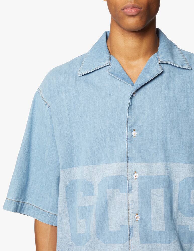 rinascente GCDS Camicia bowling in denim con logo - azzurro