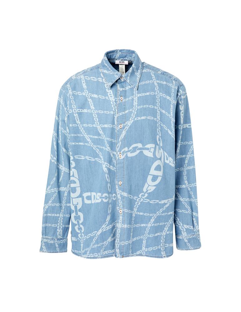 rinascente GCDS Blurred chain denim shirt - light blue