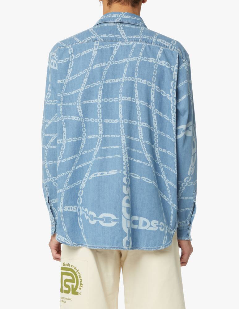 rinascente GCDS Blurred chain denim shirt - light blue