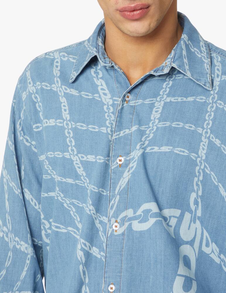 rinascente GCDS Blurred chain denim shirt - light blue