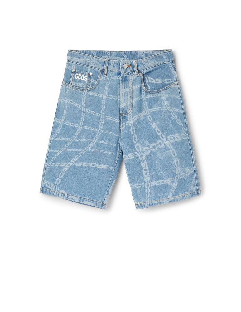 rinascente GCDS Blurred chain denim shorts - light blue