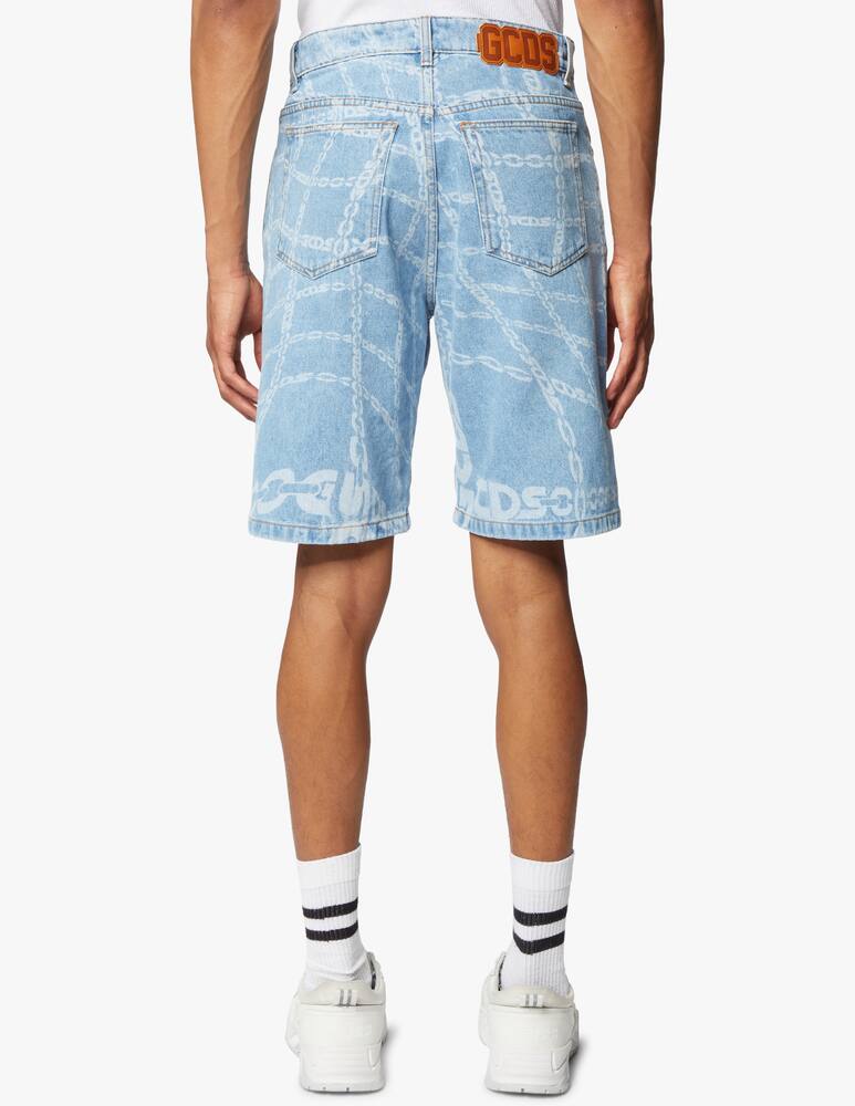 rinascente GCDS Blurred chain denim shorts - light blue